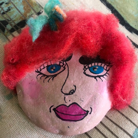 Rock faces painted w/ acrylic paint, big Lips! - Picture 5 of 7